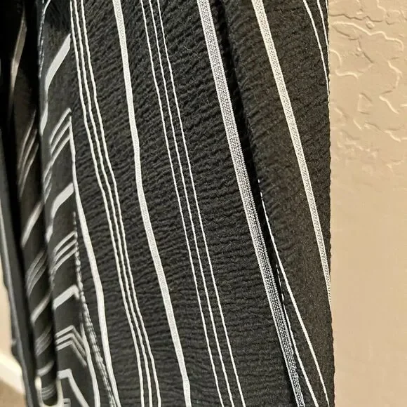 Tommy Hilfiger Halter Midi Dress Crinkle Gauze Belted Striped Black Gray 12 NWOT - Picture 8 of 16